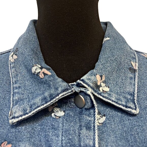 Disney Minnie Mouse Button Down Denim Jacket Collared Classic Jean Sweater XL - Picture 11 of 12